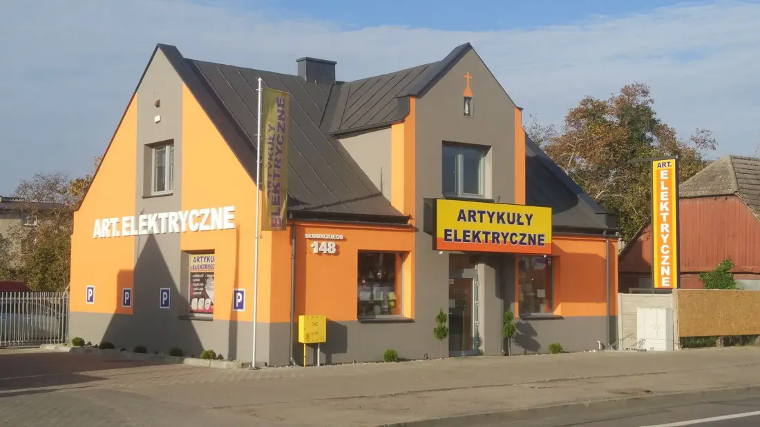 Budynek sklepu Artykuły Elektryczne Prądnica przy ul. Słowackiego 148 w Radomiu